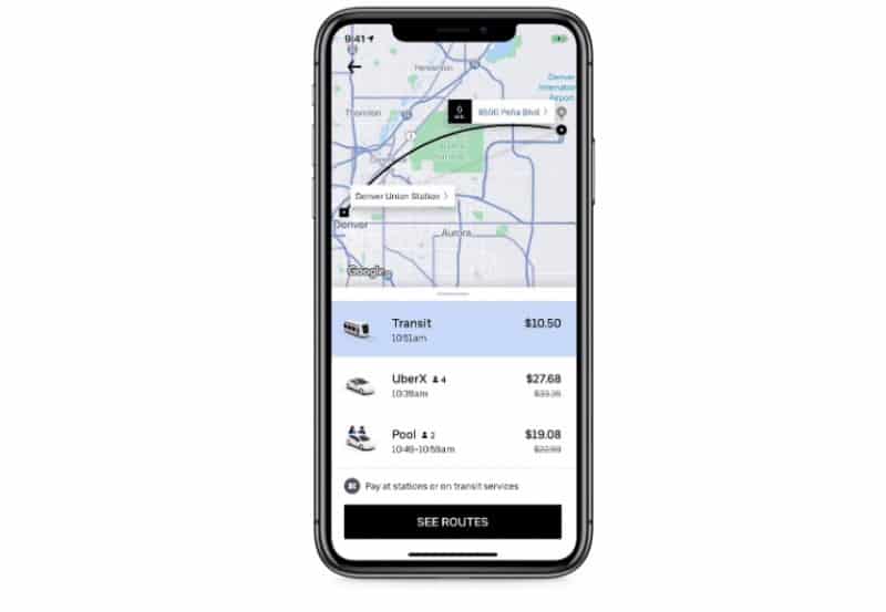 Uber anuncia integração de seu aplicativo com transporte público